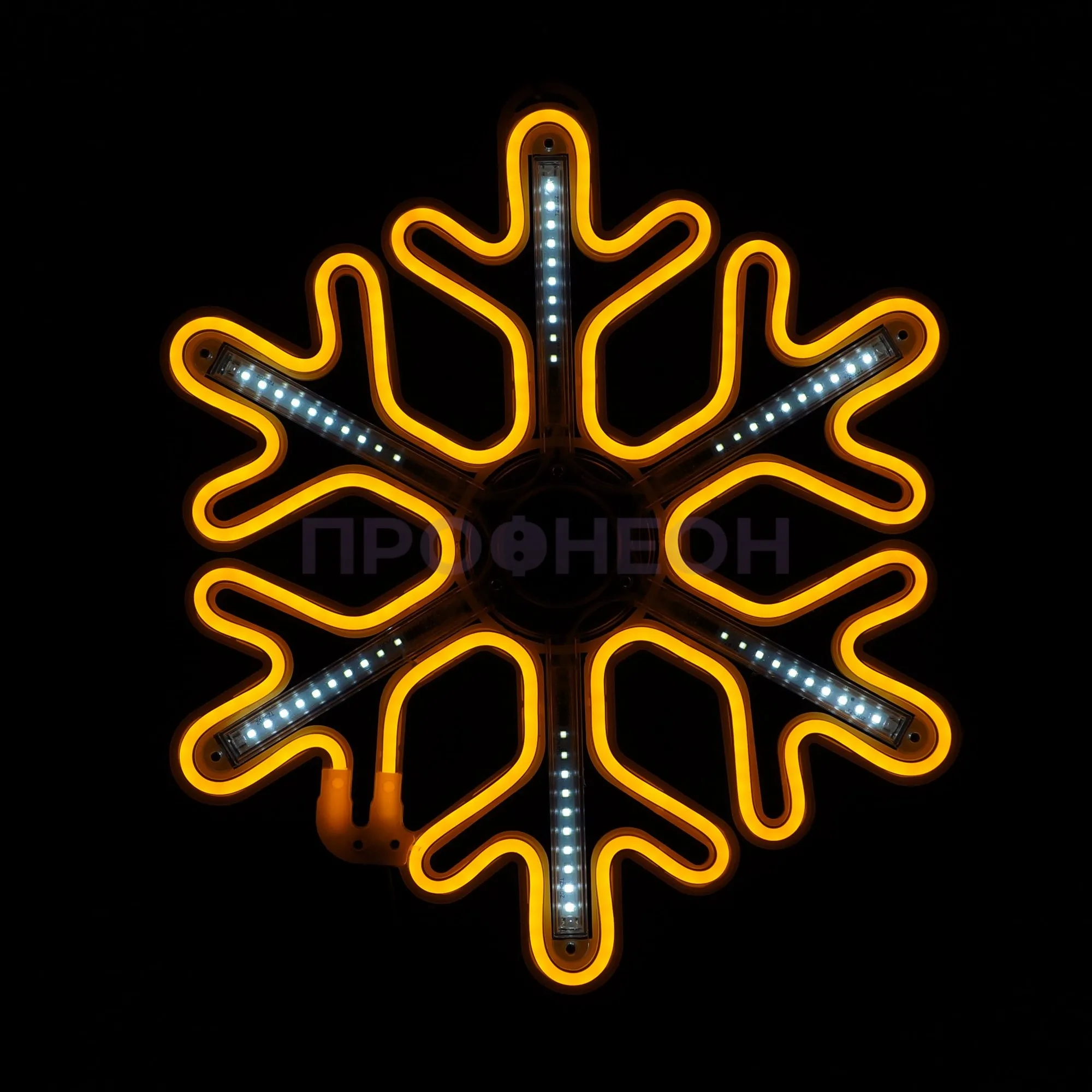 Световая фигура «Снежинка LED» 60*60 см, желтая с динамикой