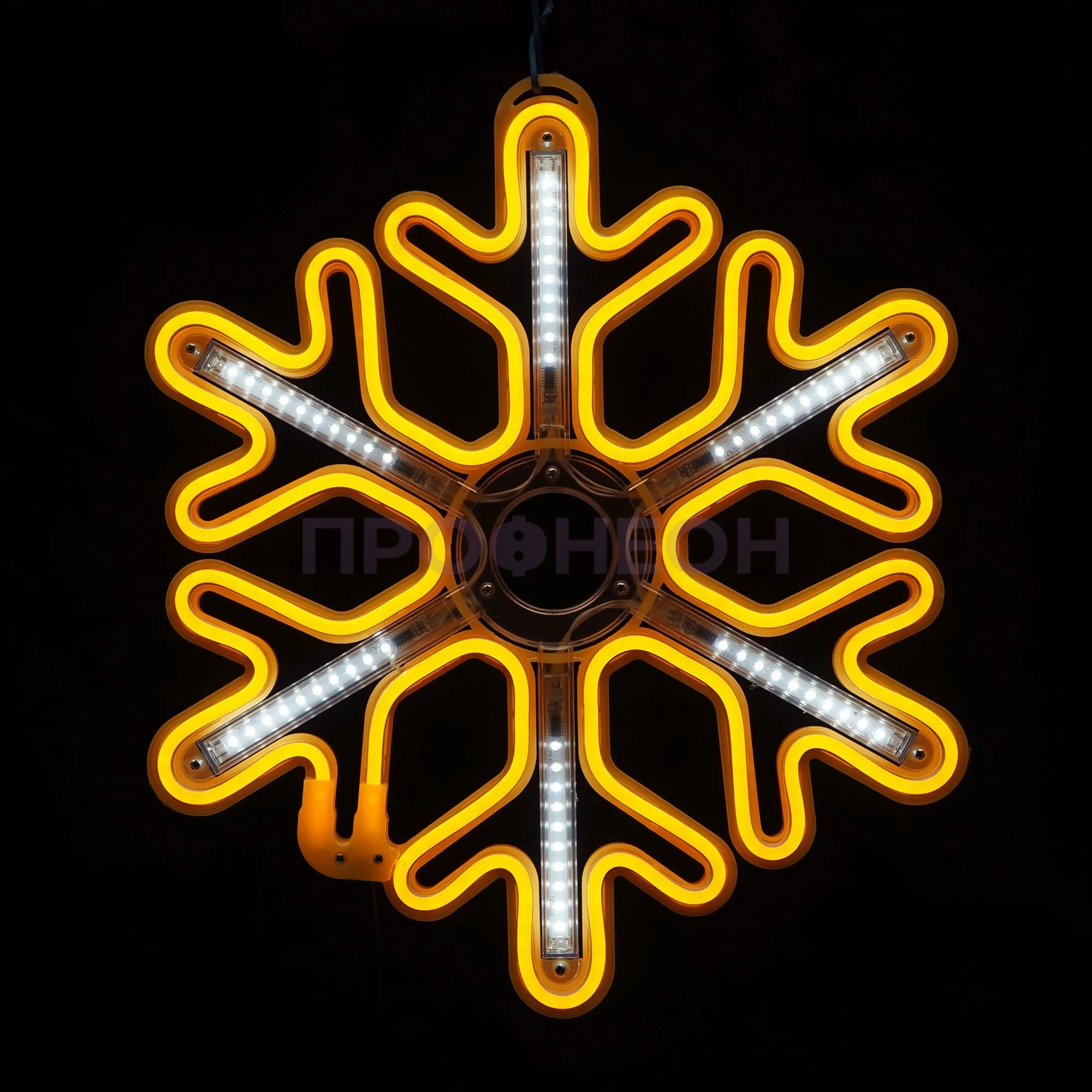 Световая фигура «Снежинка LED» 40*40 см, желтая с динамикой