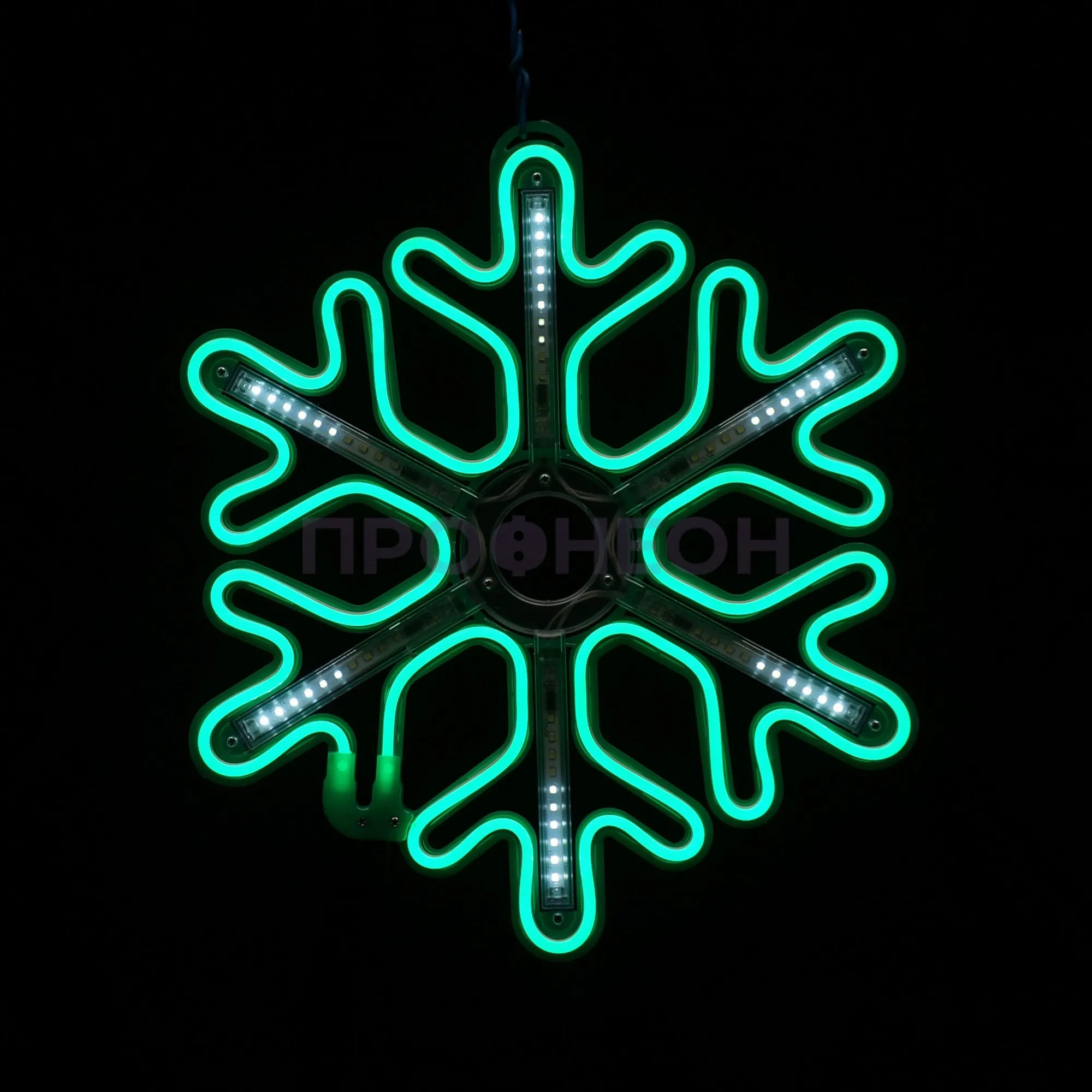 Световая фигура «Снежинка LED» 40*40 см, зеленая с динамикой