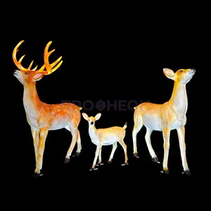 Светодиодные светящиеся фигуры оленей из стеклопластика