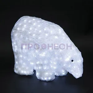 Светодиодная светящаяся фигура Белый медведь из акрила