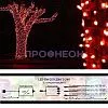 Крупный план красных светодиодов на ветке гирлянды Клип Лайт Спайдер, провод 24В, влагозащита для улицы