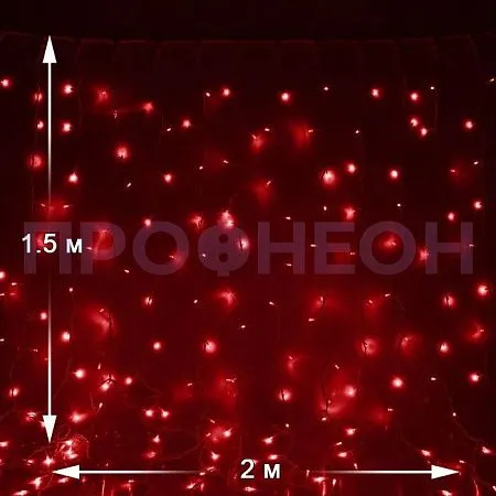 Крупный план светодиодного дождя Плей Лайт: герметичные провода и яркие красные светодиоды