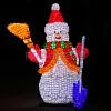 Световая фигура акриловая «Снеговик с лопатой и метлой», белое свечение, высота 170 см