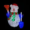 Световая фигура белый акриловый снеговик высотой 120 см на темном фоне.