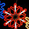 Крупный план снежинки LED 40x40 см: красные светодиоды, плоский корпус, динамические эффекты свечения