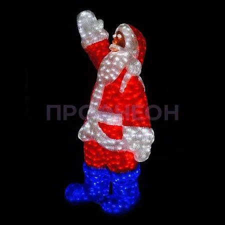 Крупный план фигуры Санта Клаус: акриловый корпус, 4400 светодиодов, красно-бело-синее свечение, IP65