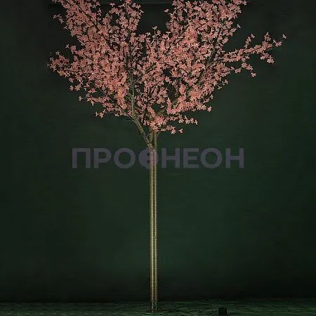 Крупный план светодиодных лепестков дерева Сакура, розовое свечение, 2688 диодов, монтаж на улице