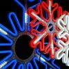 Крупный план светодиодной снежинки: белые LED-диоды, провода и крепления, динамическая подсветка