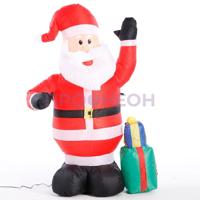 Фигура надувная «Дед Мороз с подарком приветствует» с подсветкой, 120 см