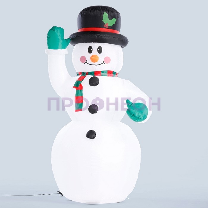 Фигура надувная световая «Снеговик приветствует», 180 см