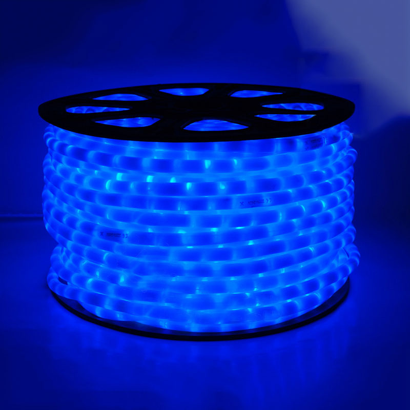 Светодиодный дюралайт-фиксинг круглый, 13 мм, ПВХ молочного цвета, синий, бухта 100 м