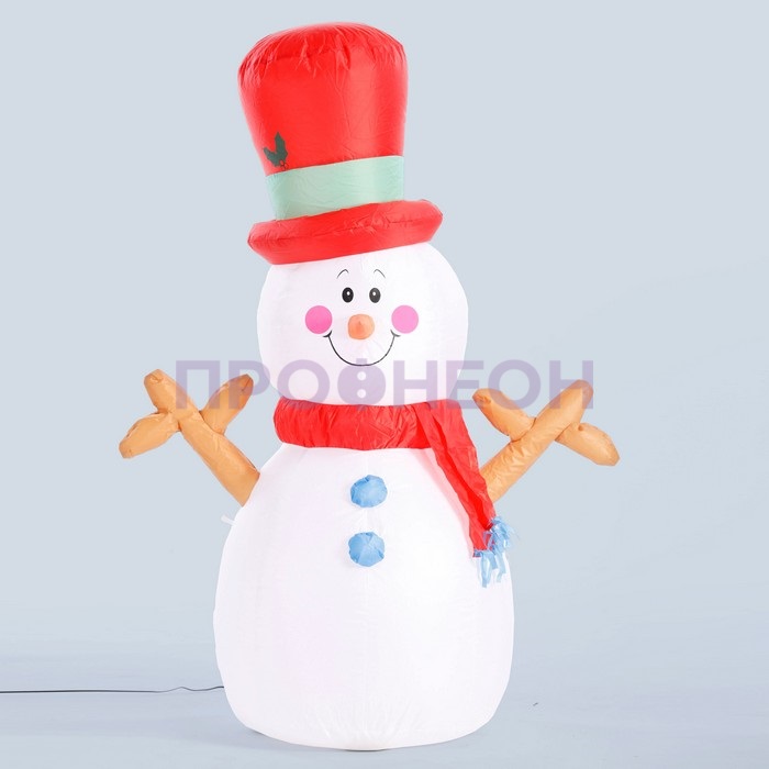 Фигура надувная световая «Снеговик в красном цилиндре», 120 см