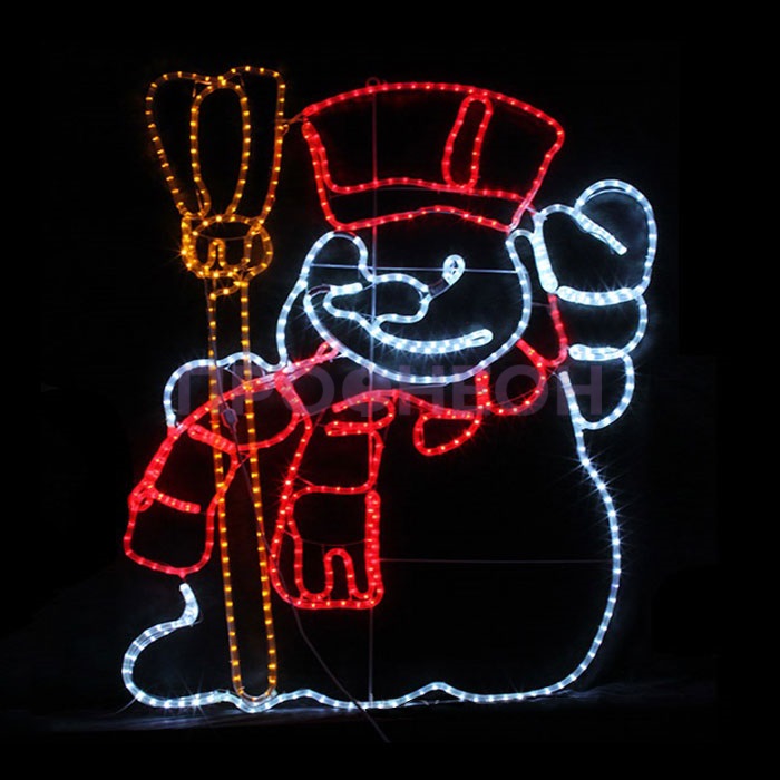 Светодиодная фигура «Снеговик с метлой», 100*123 см