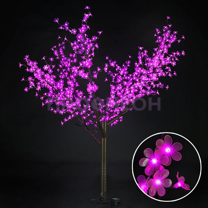 Световое дерево «Сакура», диаметр 1.5 м, высота 1.9 м, 864 лепестка, розовое