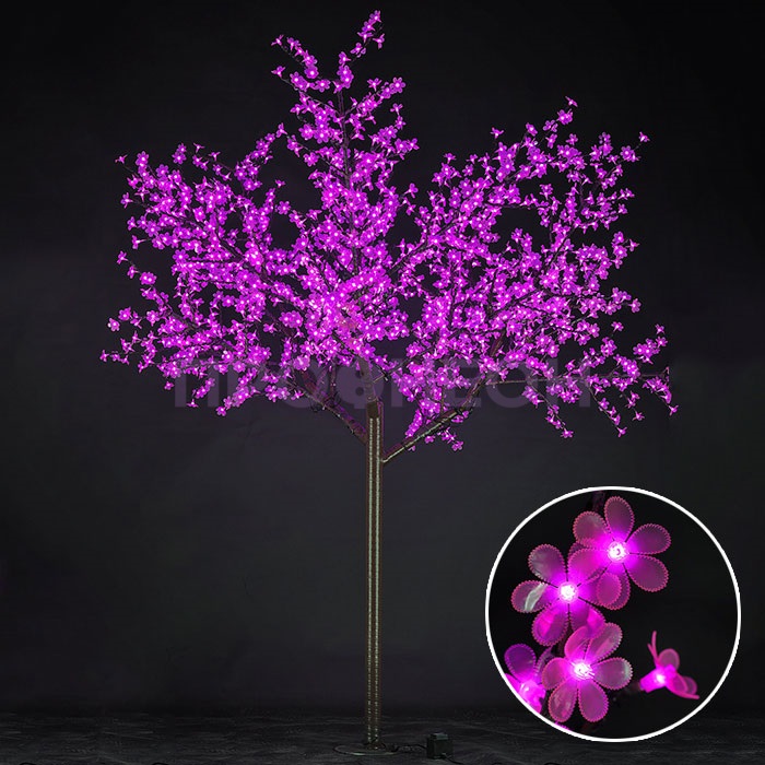 Световое дерево «Сакура», диаметр 2.0 м, высота 2.5 м, 1728 лепестков, розовое, 24В