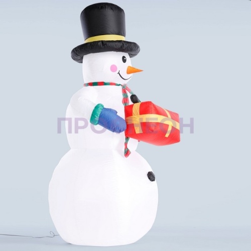 Фигура надувная световая «Снеговик с подарком», 240 см