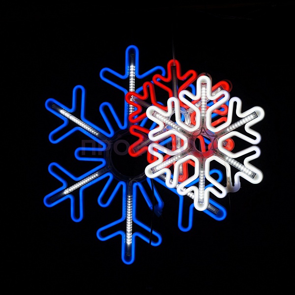 Световая фигура «Снежинка LED» 40*40 см, красная с динамикой Световая фигура «Снежинка LED» 40*40 см, белая