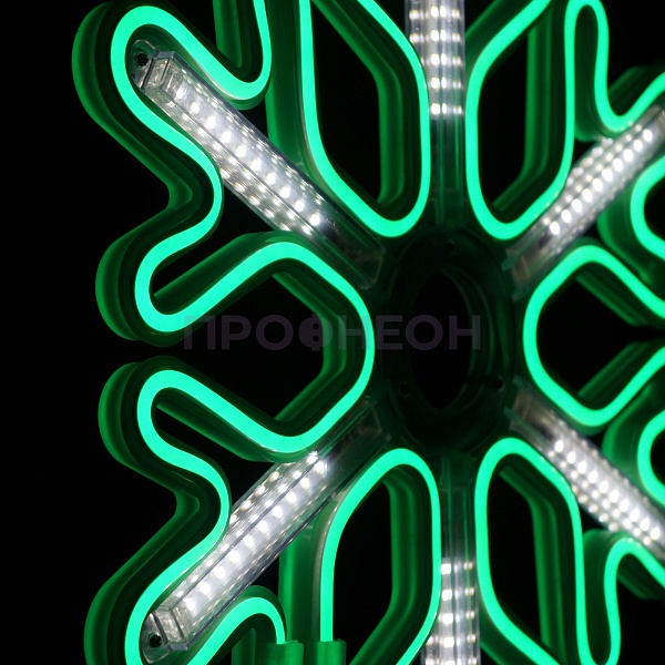 Световая фигура «Снежинка LED» 40*40 см, зеленая с динамикой Световая фигура «Снежинка LED» 40*40 см, белая