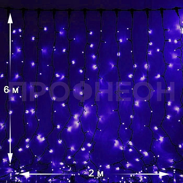 Светодиодный дождь Плей Лайт, 2*6м, IP54, синий Светодиодный дождь Плей Лайт, 2*6м, IP54, синий