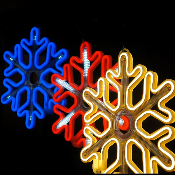 Световая фигура «Снежинка LED» 40*40 см, красная с динамикой Световая фигура «Снежинка LED» 40*40 см, белая
