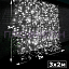 Крупный план светодиодов и проводов гирлянды дождь, белое холодное мерцающее свечение, защита IP54.