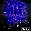 Крупный план светодиодного дождя: синие мерцающие диоды на прочных проводах, влагозащищенный корпус