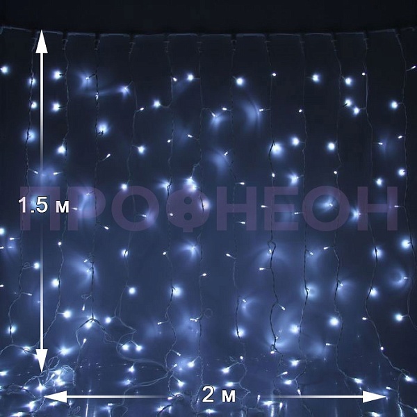 Светодиодный дождь Плей Лайт, 2*1.5м, IP54, белый холодный Светодиодный дождь Плей Лайт, 2*1.5м, IP54, белый холодный