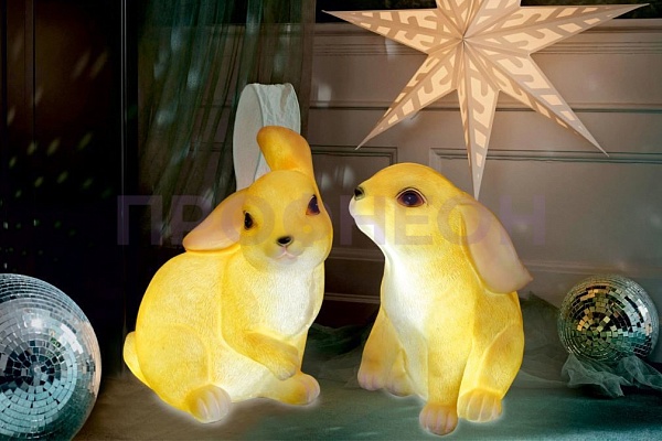 Объемная фигура из стекловолокна "Кролик", 39*37*26 см, с трансформатором Световая фигура акриловая, «Снеговик с лопатой и метлой», 170 см