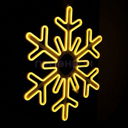 Крупный план светодиодной снежинки 80x80 см: теплые белые диоды, динамика, влагозащита IP65