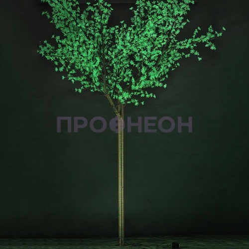  Световое дерево «Сакура», диаметр 3.0 м, высота 3.6 м, 2688 лепестков, зеленое, 24В