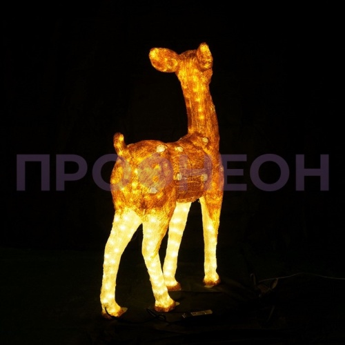 Световая фигура акриловая 3D, Благородный олень, коричневый, 100 см