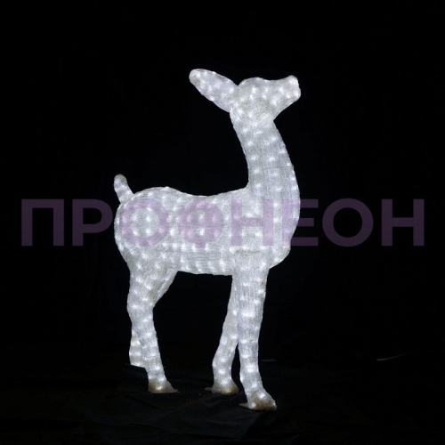 Световая фигура акриловая 3D, благородный олень, белый, 100 см