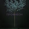 Крупный план ветвей светового дерева Сакура с плотным расположением светодиодных лепестков, белый холодный свет