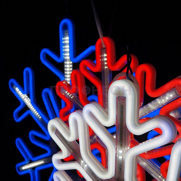 Световая фигура «Снежинка LED» 40*40 см, красная с динамикой Световая фигура «Снежинка LED» 40*40 см, белая