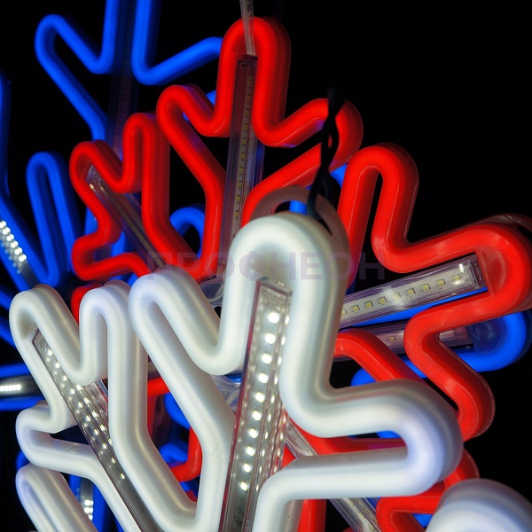 Световая фигура «Снежинка LED» 40*40 см, красная с динамикой Световая фигура «Снежинка LED» 40*40 см, белая