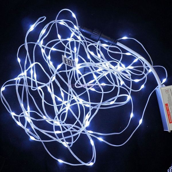 LED гирлянда-нить 20 м белая с 200 лампочками на проволоке
