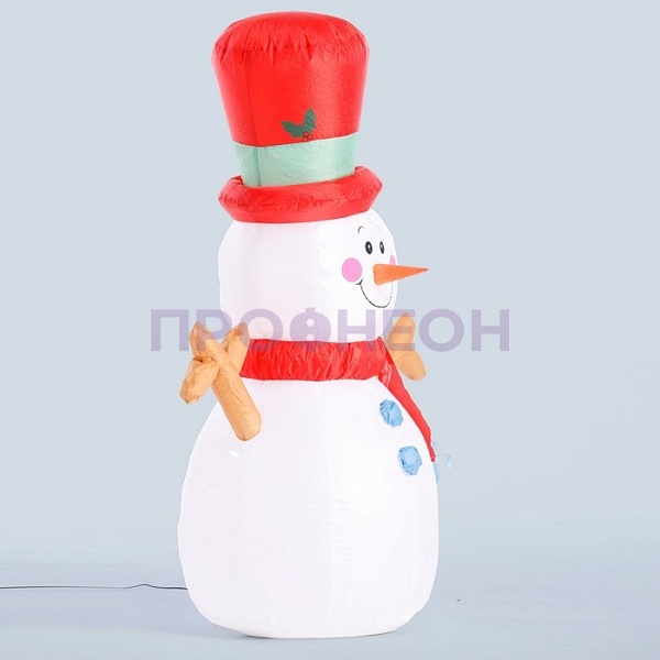 Фигура надувная «Снеговик в красном цилиндре», 120 см Фигура надувная световая «Снеговик в красном цилиндре», 120 см