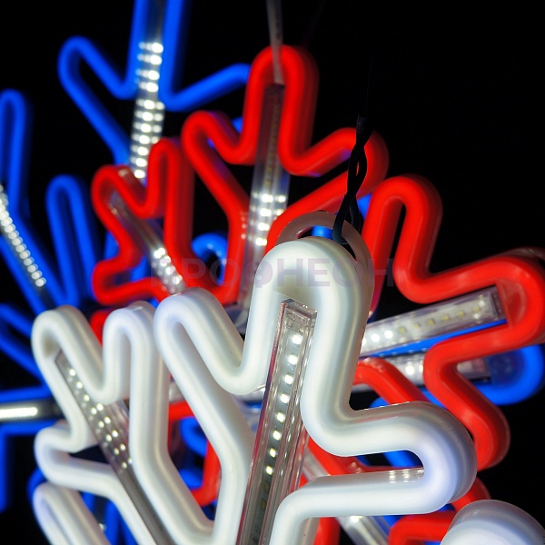 Световая фигура «Снежинка LED» 40*40 см, красная с динамикой Световая фигура «Снежинка LED» 40*40 см, белая