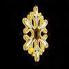 Крупный план светодиодной снежинки: белые диоды, теплый белый свет, плоский корпус 40x40 см с динамикой